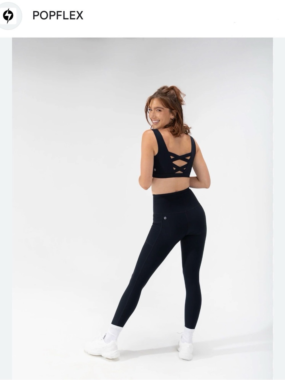 POPFLEX Grey High-Rise Performance Leggings with Pockets
